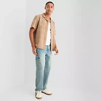 Arizona Mens Short Sleeve Fitted Button-Down Shirt