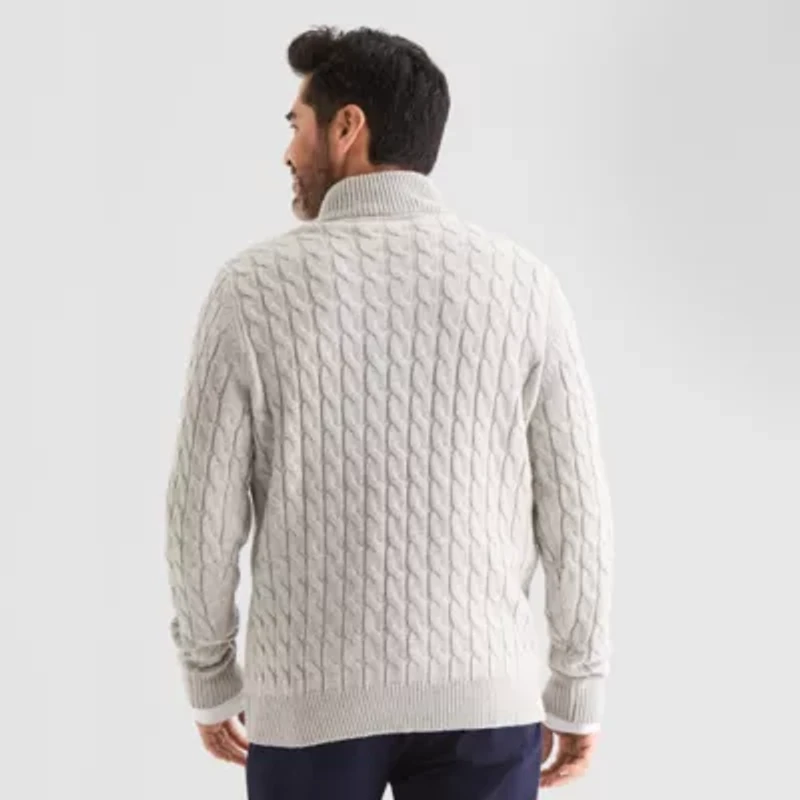 Stafford Mens Mock Neck Long Sleeve Quarter-Zip Pullover Sweater