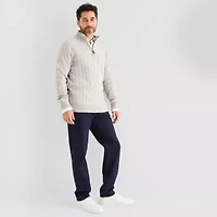 Stafford Mens Mock Neck Long Sleeve Quarter-Zip Pullover Sweater