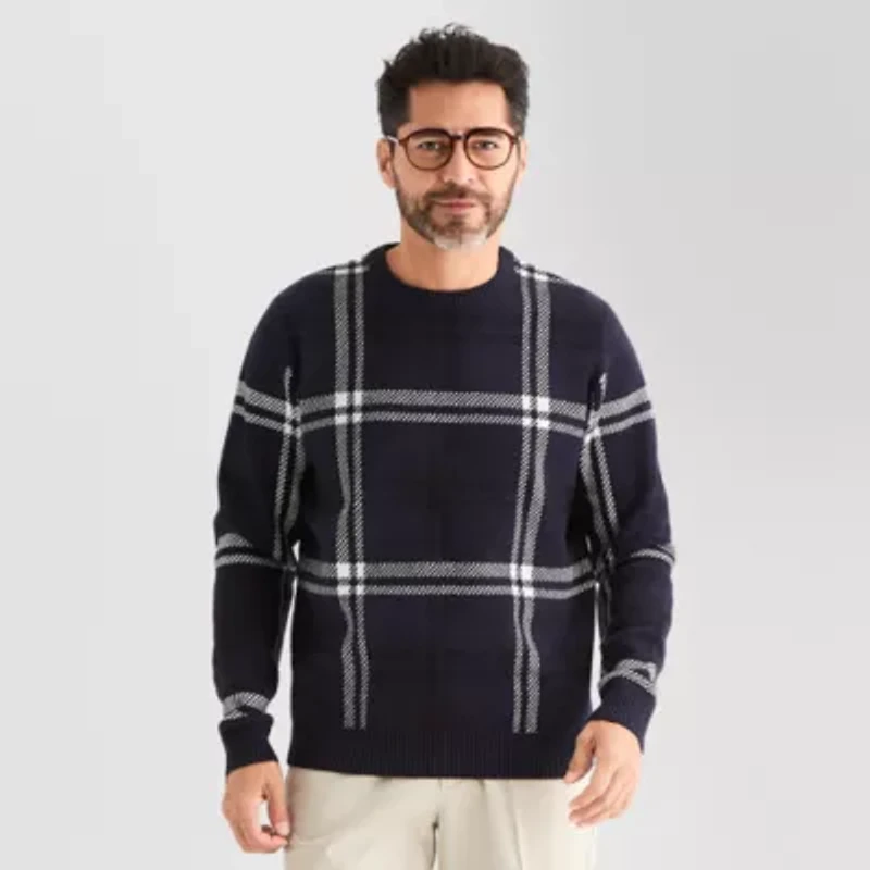 Stafford Mens Crew Neck Long Sleeve Pullover Sweater