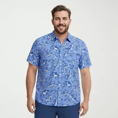 IZOD Sunshield Performance Mens Short Sleeve Classic Fit Stretch Fabric Big and Tall Button-Down Shirt