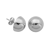 Sterling Silver Half Bead Stud Earrings