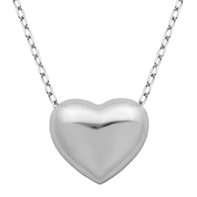 Sterling Silver Puffed Heart Pendant Necklace