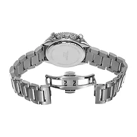 Akribos XXIV Mens Chronograph Crystal Accent Silver Tone Stainless Steel Bracelet Watch A-1075ss