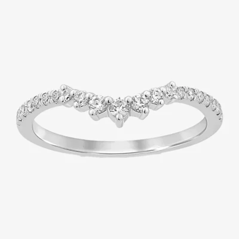 1/4 CT.T.W. Natural Diamond 10K or 14K White Gold Chevron Wedding Band