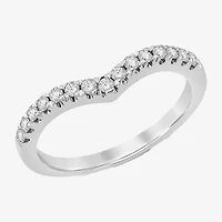 Womens 1/4 CT. T.W. Natural White Diamond 10K Gold Chevron Wedding Band