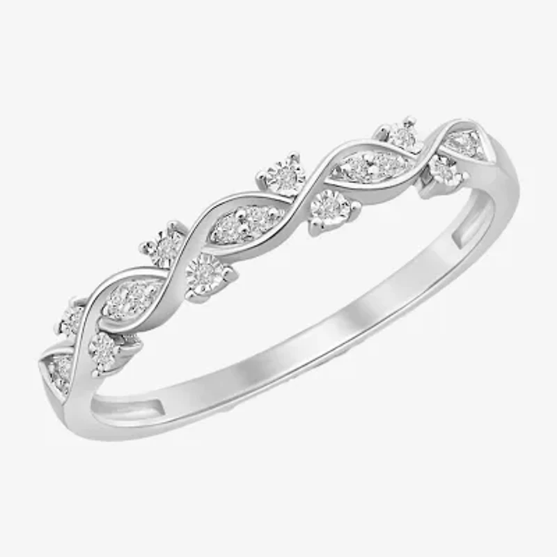 Womens Diamond Accent Natural White 10K Gold Anniversary Wedding Band