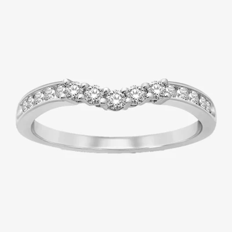 Womens 1/3 CT. T.W. Genuine White Diamond 10K White Gold Wedding Band