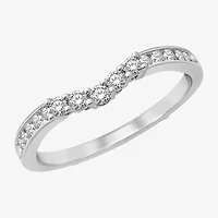 Womens 1/3 CT. T.W. Genuine White Diamond 10K White Gold Wedding Band