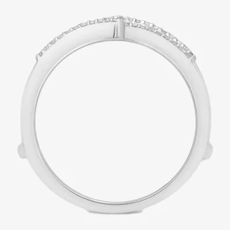 Womens 1/7 CT.T.W. Natural Diamond 10K or 14K White Gold Ring Guard