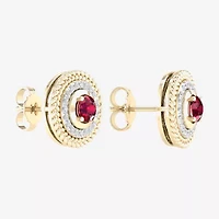 1/5 CT. Lead Glass-Filled Red Ruby 10K Gold 12.5mm Stud Earrings