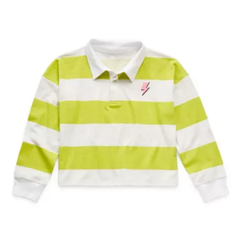 Thereabouts Little & Big Kid Girls Long Sleeve Regular Fit Point Collar Rugby Shirt