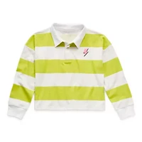 Thereabouts Little & Big Kid Girls Long Sleeve Regular Fit Point Collar Rugby Shirt