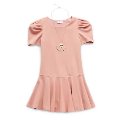 Emerald Sundae Big Kid Girls Short Sleeve Puffed Sleeve Drop Waist Dress