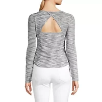 by&by Juniors Womens Round Neck Long Sleeve Top