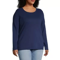 St. John's Bay Womens Crew Neck Long Sleeve Plus T-Shirt