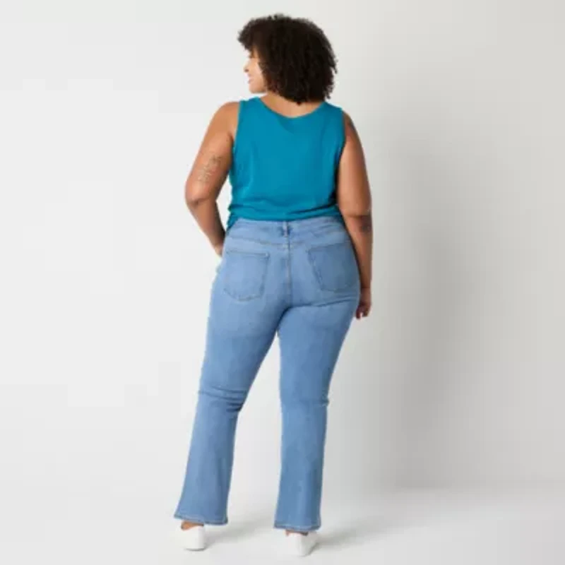 St. John's Bay-Plus Adaptive Womens Mid Rise Bootcut Easy-on + Easy-off Jean