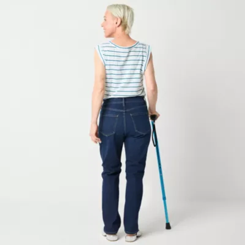 a.n.a Womens High Rise Adaptive Easy-on + Easy-off Straight Leg Jean