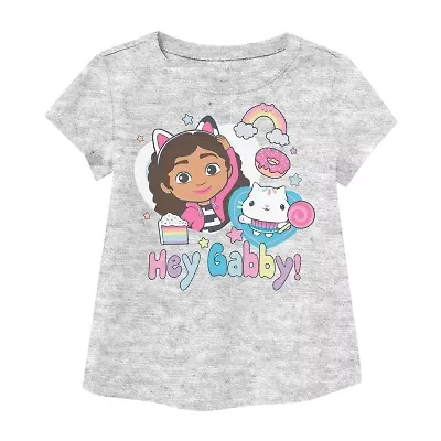 Toddler Girls Crew Neck Short Sleeve Regular Fit Gabby's Dollhouse Graphic T-Shirt