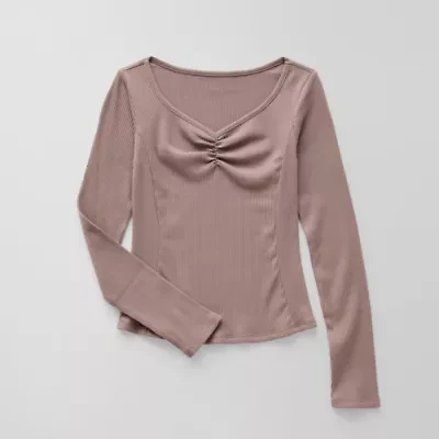 Thereabouts Little & Big Kid Girls V Neck Long Sleeve T-Shirt