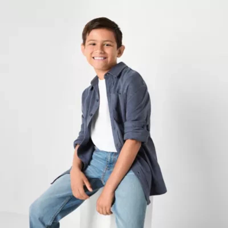 Thereabouts Little & Big Kid Boys Long Sleeve Regular Fit Button-Down Shirt