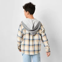 Thereabouts Little & Big Kid Boys Hooded Long Sleeve Hooded Regular Fit Flannel Shirt