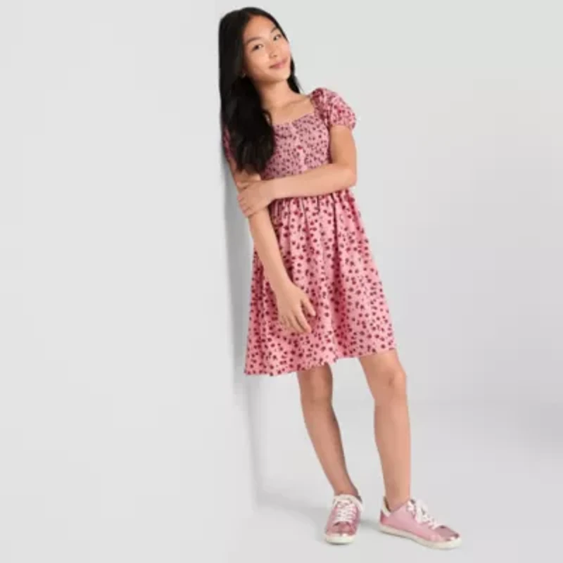 Thereabouts Little & Big Kid Girls Short Sleeve Puffed A-Line Dress