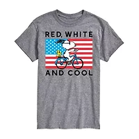 Mens Short Sleeve Snoopy Red, White and Cool Graphic T-Shirt