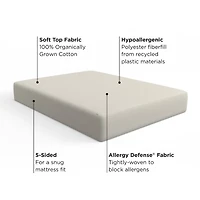 Allerease 100% Organically Grown Cotton Top Mattress Pad