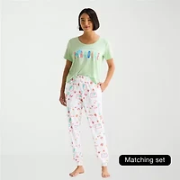 Sleep Chic Womens Crew Neck Short Sleeve Pajama Top