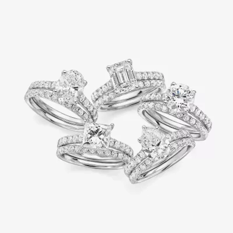 Signature By Modern Bride (H-I / Si1-Si2) Womens 2 CT. T.W. Lab Grown White Diamond 14K Gold Round Bridal Set