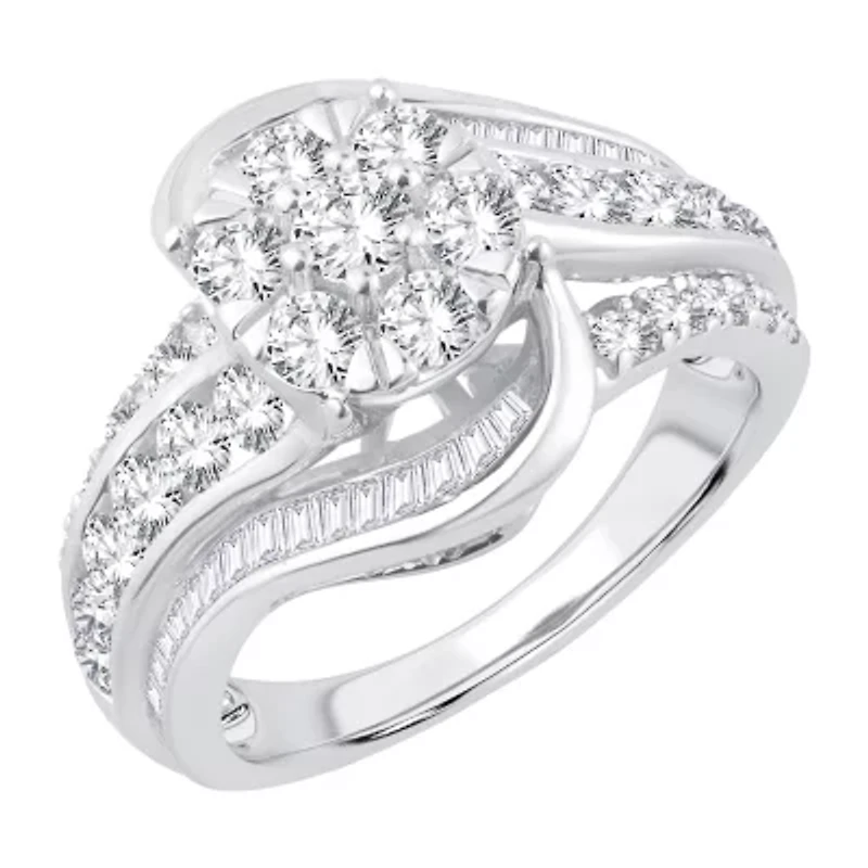 Womens 2 CT. T.W. Natural White Diamond 10K Gold Round Engagement Ring