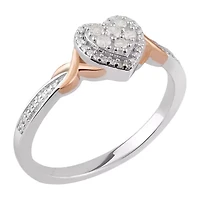 Promise My Love Womens 1/6 CT. T.W. Natural White Diamond Sterling Silver Heart Promise Ring