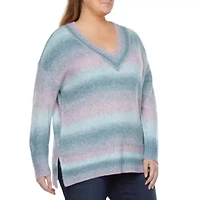 a.n.a Plus Womens V Neck Long Sleeve Pullover Sweater