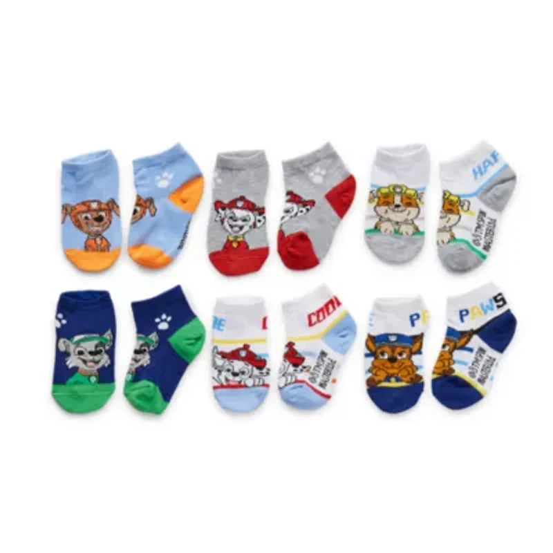 Toddler Boys Multi-Pack 6 Pair Paw Patrol Quarter Ankle Socks