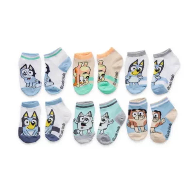 Toddler Boys Multi-Pack 6 Pair Bluey Quarter Ankle Socks
