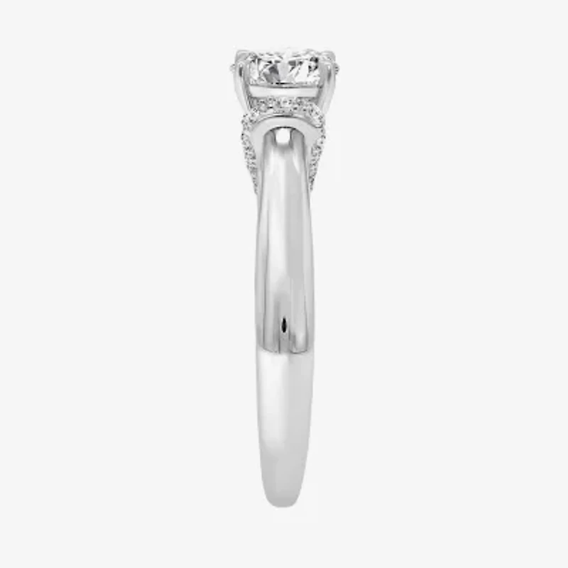 (I / I1) Womens 2 CT. T.W. Lab Grown White Diamond 10K Gold or 14K Round Side Stone Engagement Ring