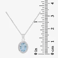 Womens Genuine Blue Topaz Sterling Silver 18 Inch Pendant Necklace