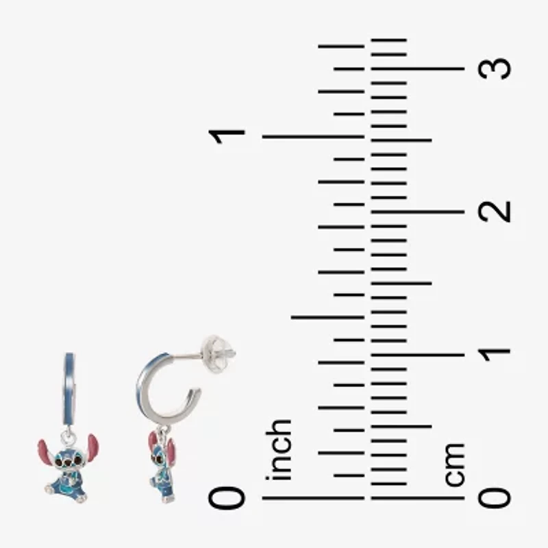 Disney Collection Girls Sterling Silver 20.2mm Lilo & Stitch Hoop Earrings