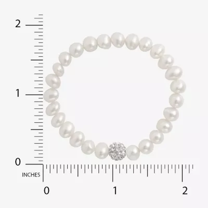 Girls Cultured Freshwater Pearl & Crystal Bracelet