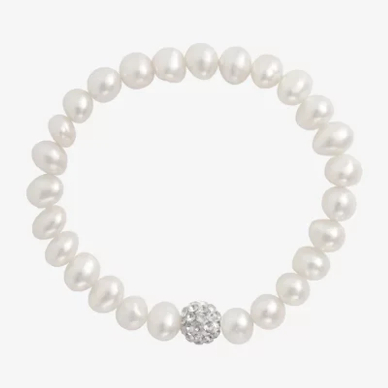 Girls Cultured Freshwater Pearl & Crystal Bracelet