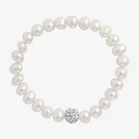 Girls Cultured Freshwater Pearl & Crystal Bracelet
