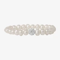 Girls Cultured Freshwater Pearl & Crystal Bracelet