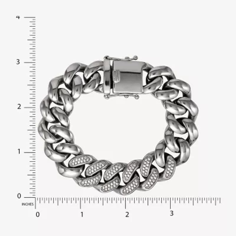 Shaquille O'Neal XLG Mens Stainless Steel 9 Inch Solid Curb Chain Bracelet