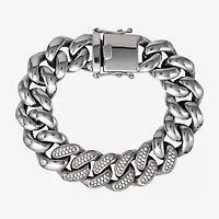 Shaquille O'Neal XLG Mens Stainless Steel 9 Inch Solid Curb Chain Bracelet