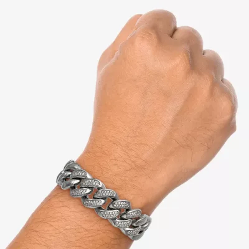 Shaquille O'Neal XLG Mens Stainless Steel 9 Inch Solid Curb Chain Bracelet