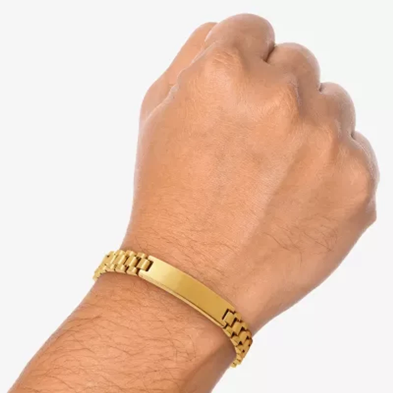 Shaquille O'Neal XLG Mens Stainless Steel 9 Inch Solid Link Id Bracelet