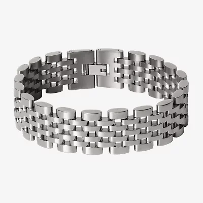 Shaquille O'Neal XLG Mens Stainless Steel 9 Inch Solid Link Chain Bracelet