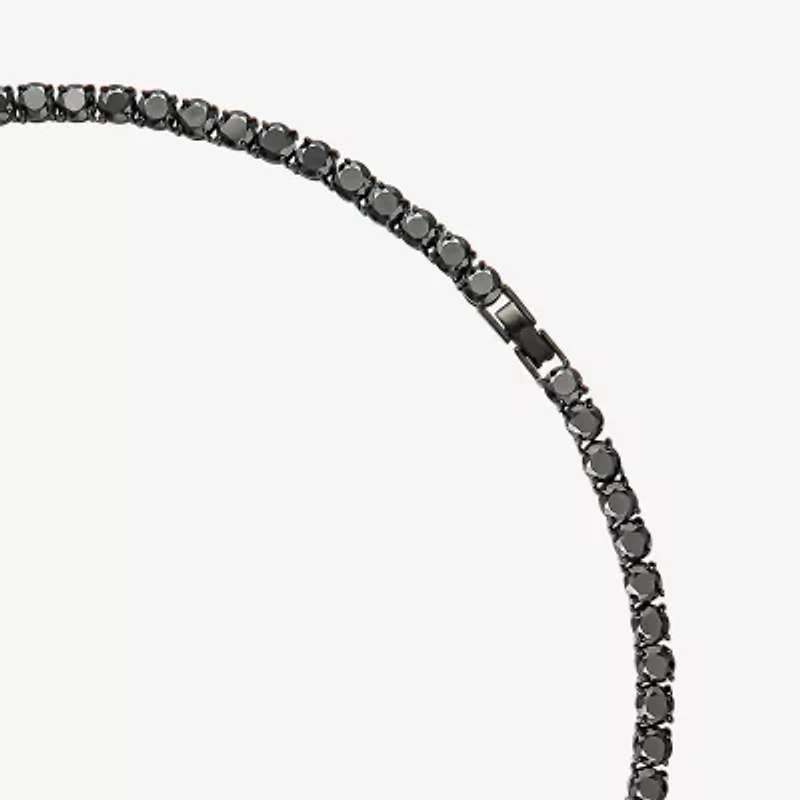 Shaquille O'Neal XLG Mens Black Cubic Zirconia Stainless Steel 22 Inch Tennis Necklace