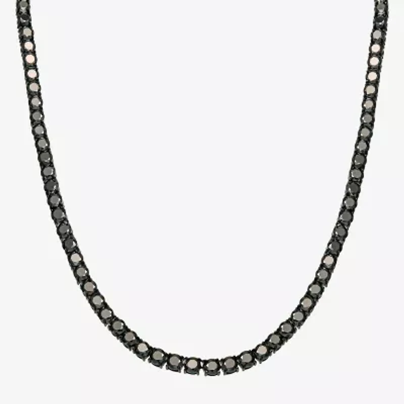 Shaquille O'Neal XLG Mens Black Cubic Zirconia Stainless Steel 22 Inch Tennis Necklace